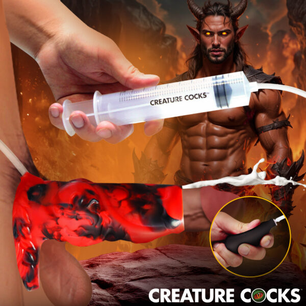 Hell Hound Squirting Silicone Penis Enhancer - Red